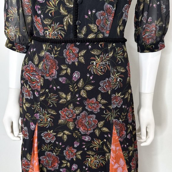 Anthropologie Laia Ines Floral Print Contrast Maxi Dress in Black Motif Size S - Picture 10 of 17